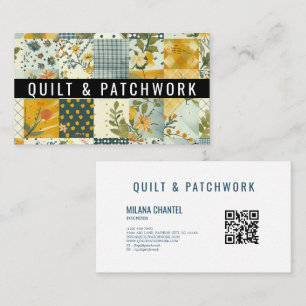 Blue Yellow Quilt Patchwork Handmade Clothing Business Card
