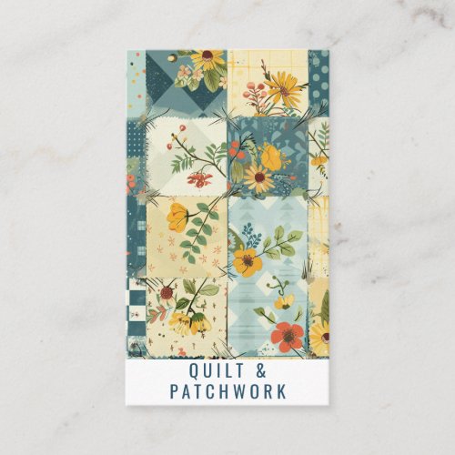 Blue Yellow Quilt Patchwork Handmade Clothing Business Card