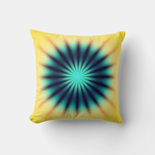 Blue Yellow Radiant Throw Pillow