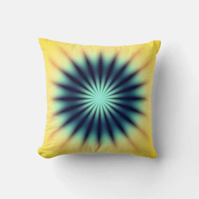 Blue Yellow Radiant Throw Pillow (Front)