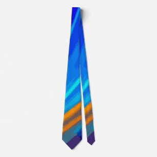 Blue Yellow Red Abstract Wave Bold Modern Color Neck Tie