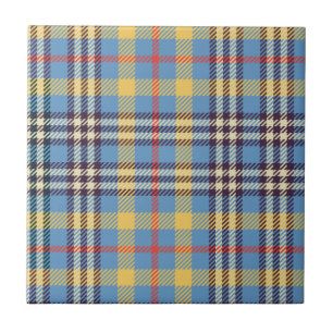 Blue, yellow, red and brown tartan ceramic tile