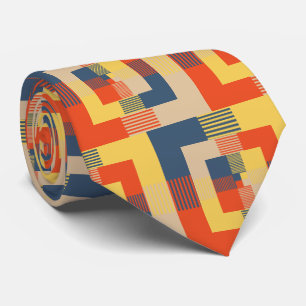 Blue Yellow Red Beige Neck Tie