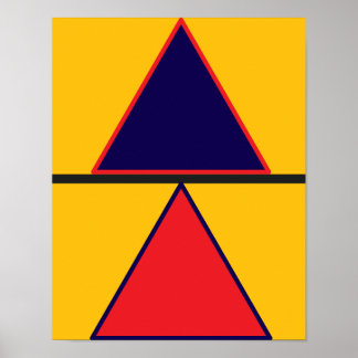 Blue Yellow Red Contemporary Abstract Poster