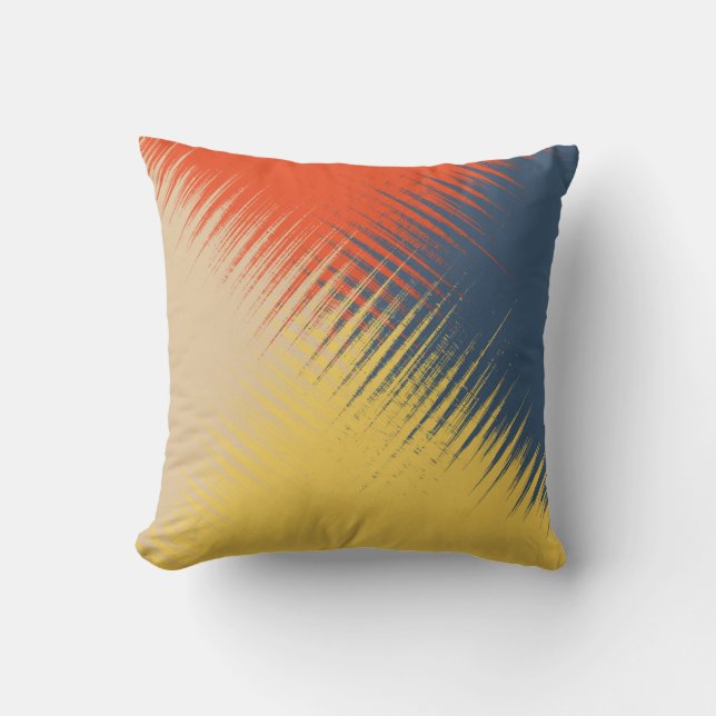 Blue Yellow Red Cream Throw Pillow (Front)
