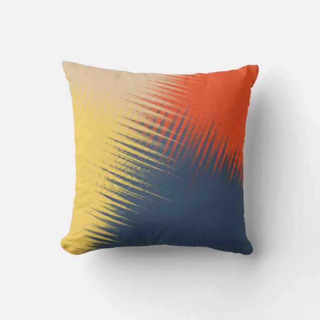 Blue Yellow Red Cream Throw Pillow (Front)