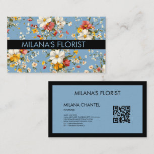 Blue Yellow Red Daisy Modern Trendy Flower Florist Business Card
