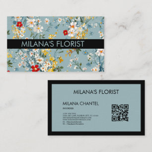 Blue Yellow Red Daisy Modern Trendy Flower Florist Business Card