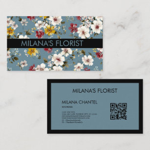 Blue Yellow Red Daisy Modern Trendy Flower Florist Business Card