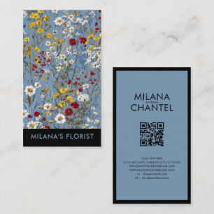Blue Yellow Red Daisy Modern Trendy Flower Florist Business Card
