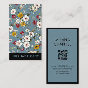 Blue Yellow Red Daisy Modern Trendy Flower Florist Business Card