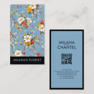 Blue Yellow Red Daisy Modern Trendy Flower Florist Business Card