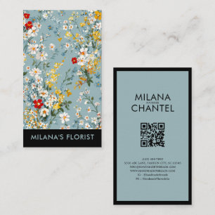 Blue Yellow Red Daisy Modern Trendy Flower Florist Business Card