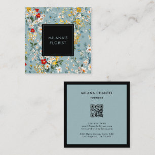 Blue Yellow Red Daisy Modern Trendy Flower Florist Square Business Card