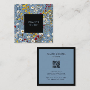 Blue Yellow Red Daisy Modern Trendy Flower Florist Square Business Card