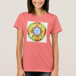 Blue,Yellow, Red, Peace Mandala T-Shirt