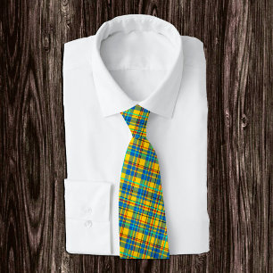 Blue, Yellow, Red Plaid Checkered Tie, Rustic Neck Tie