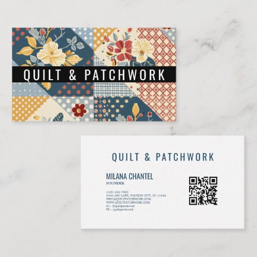 Blue Yellow Red Quilt Patchwork Handmade Clothing  Business Card