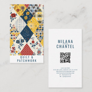 Blue Yellow Red Quilt Patchwork Handmade Clothing Business Card