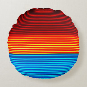 Blue Yellow Red Stripes Round Pillow