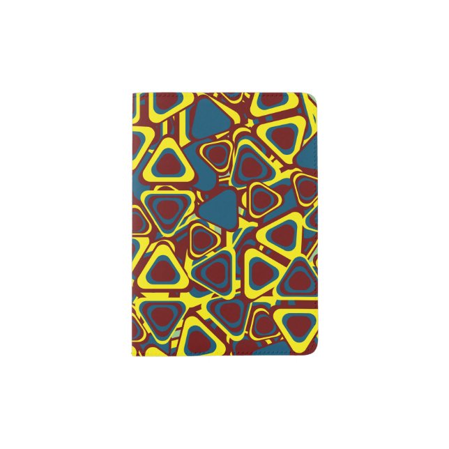 Blue Yellow Red Triangle Geometric Pattern Passport Holder (Front)