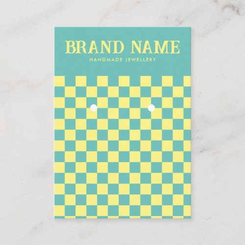 Blue Yellow Retro Bold Groovy Earrings Display Business Card