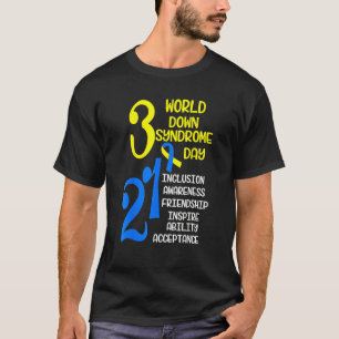 Blue Yellow Ribbon 321 World Down Syndrome Awarene T-Shirt