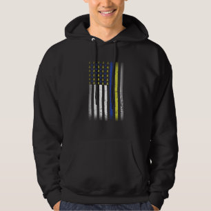 Blue & Yellow Ribbon Flag Down Syndrome Awareness Hoodie