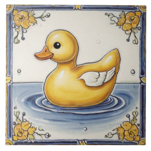 Blue Yellow Rubber Duck Cute Duckie Ducky Bathroom Ceramic Tile