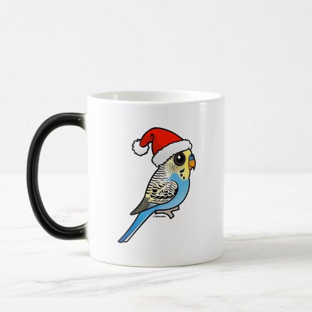 Blue & Yellow Santa Budgie Color Morph Mug (Left)