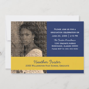 Blue/Yellow School Color Blocks Grad Invite