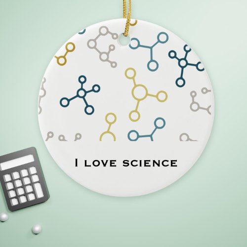 Blue Yellow Science Chemistry Molecules Christmas  Ceramic Ornament