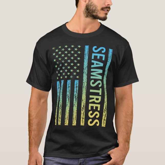 Blue Yellow Seamstress T-Shirt (Front)