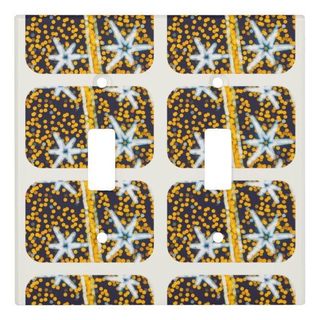 Blue yellow shining Christmas stars Light Switch Cover (Front)