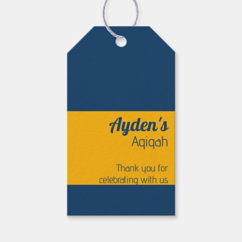 Blue Yellow Solid Color Plain Aqiqah Baby Shower Gift Tags