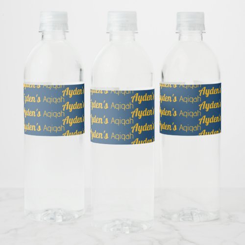 Blue Yellow Solid Color Plain Aqiqah Baby Shower Water Bottle Label