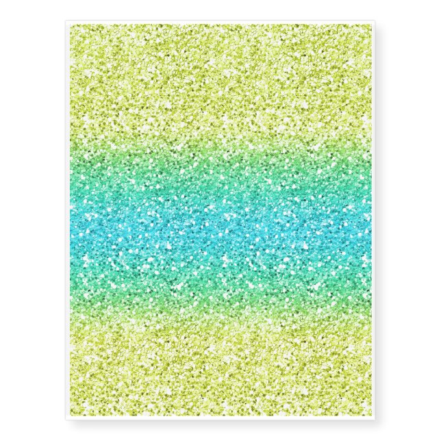 Blue & Yellow Sparkly Bits Temporary Tattoos (Front)
