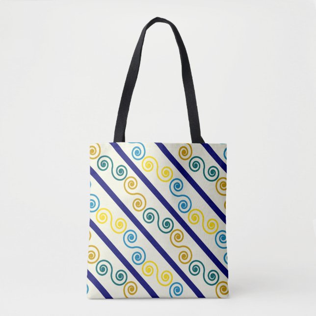 Blue Yellow Spirals Tote Bag (Front)