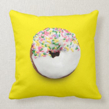 Blue & Yellow Square Sprinkle Donut Pillow by Sugarbutters at Zazzle