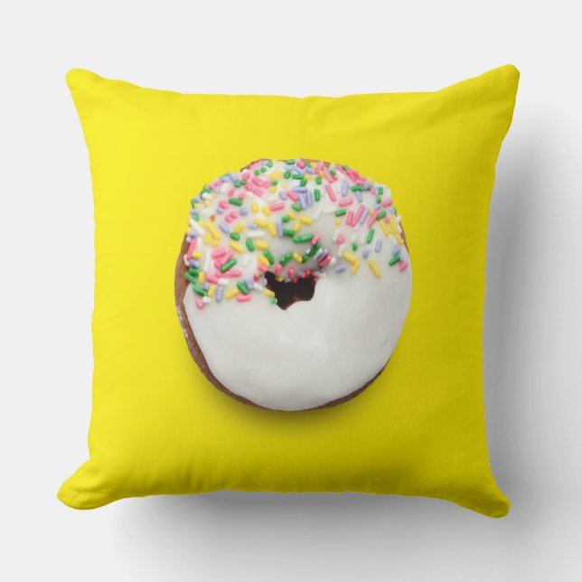 Blue & Yellow Square Sprinkle Donut Pillow (Front)