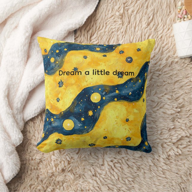 Blue Yellow Starry Sky Throw Pillow (Blanket)