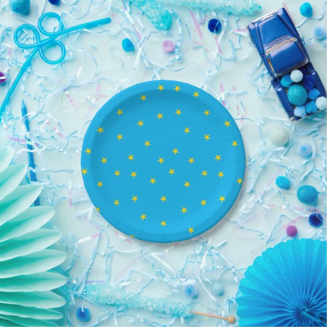 Blue yellow stars paper plates (Party)
