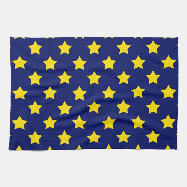 Blue Yellow Stars Pattern Decorative Kitchen Towel (Horizontal)
