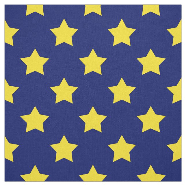 Blue Yellow Stars Pattern Decorative Textile Fabric (Swatch)