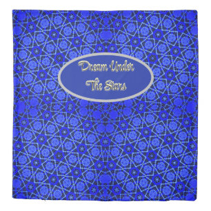 Blue Yellow Stars Weave Queen Duvet Cover