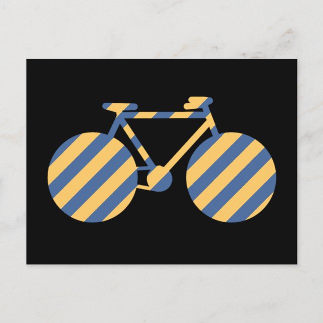 blue & yellow striped Bicycle Postcard (Front)