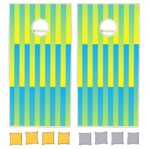 Blue Yellow Stripes Pattern Cornhole Set