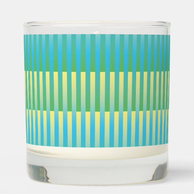 Blue Yellow Stripes Pattern Scented Candle (Front)