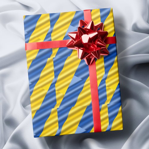 Blue Yellow Stripes Peace No War Ukraine Inspired Wrapping Paper