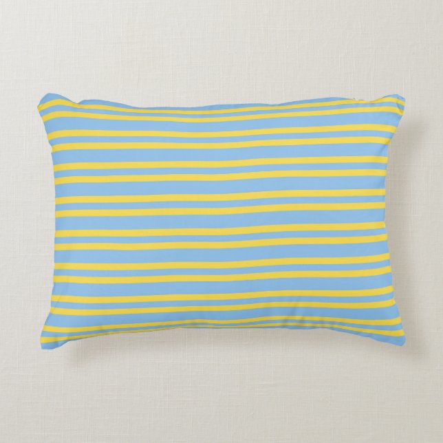 Blue Yellow Stripes Seamless Pattern Accent Pillow (Front)